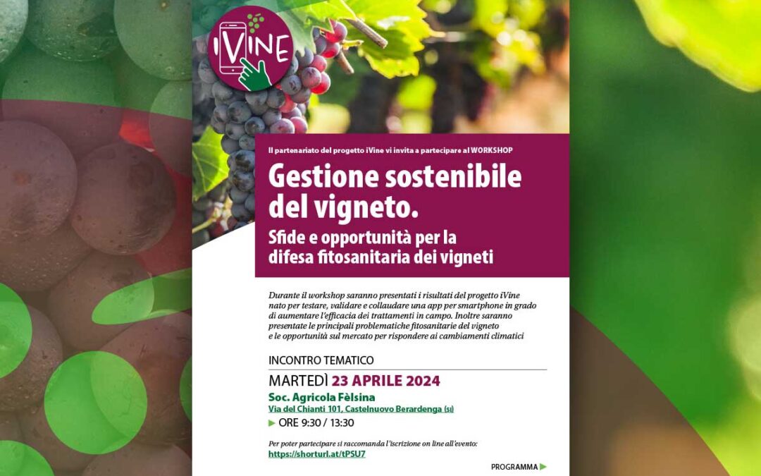 WORKSHOP / Progetto iVine. Gestione sostenibile del vigneto, sfide e opportunità per la difesa fitosanitaria. 23 aprile 2024