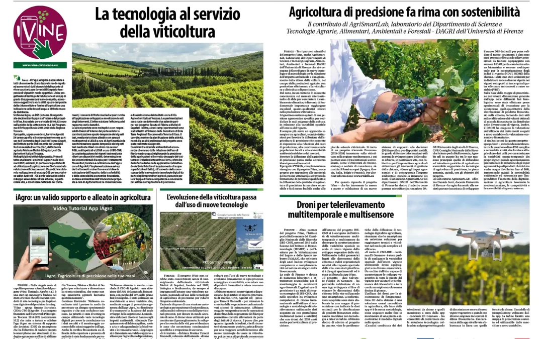 La tecnologia al servizio della viticoltura. Speciale iVine su Dimensione Agricoltura di marzo 2025, i risultati del progetto